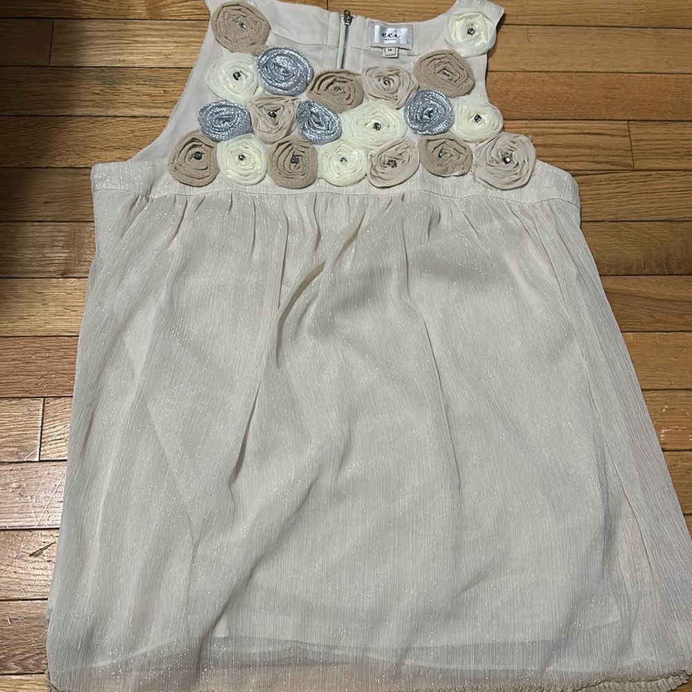 ECI New York Dressy Rosette Meah Tunic Top Size 14